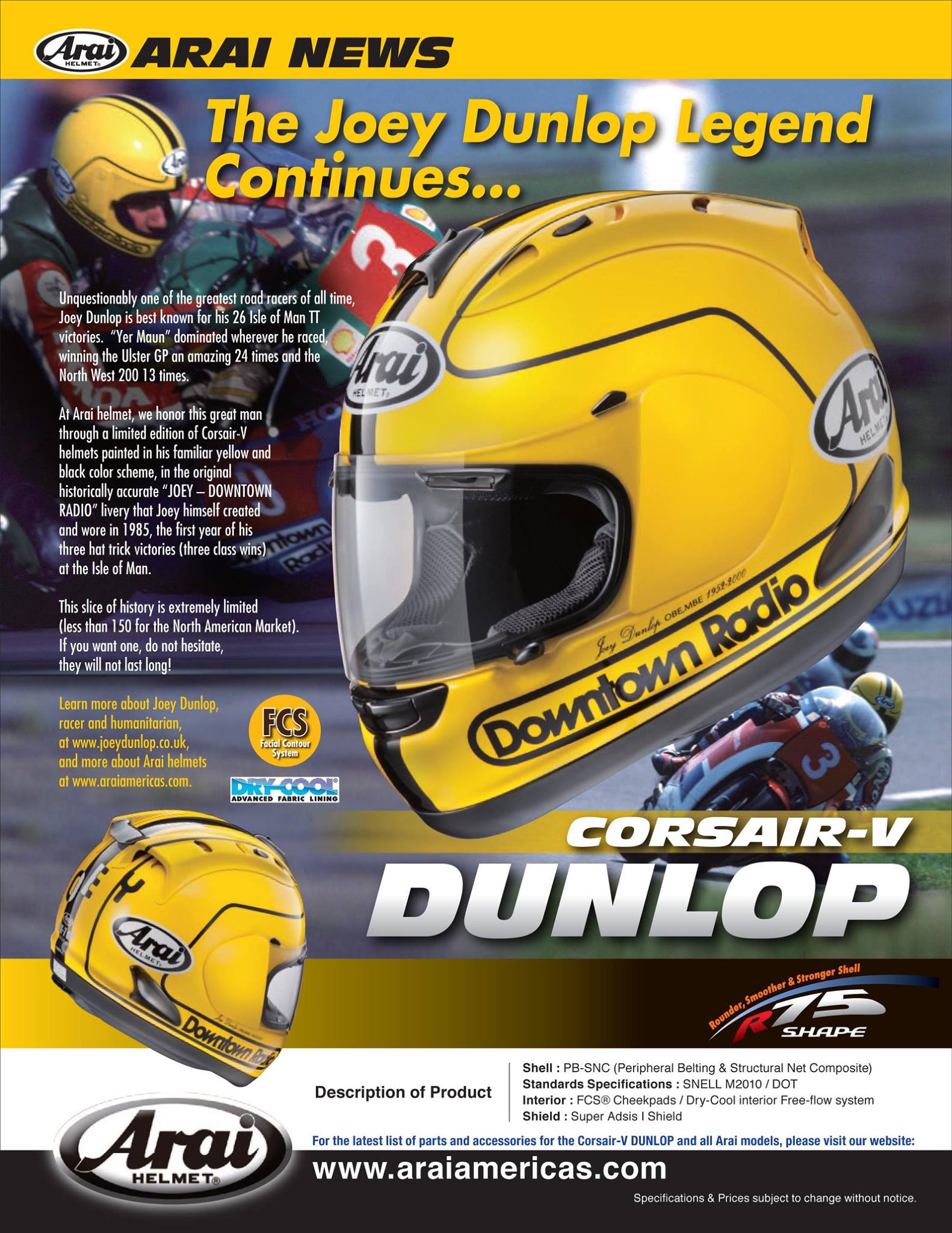 2014 Arai Corsair V Dunlop