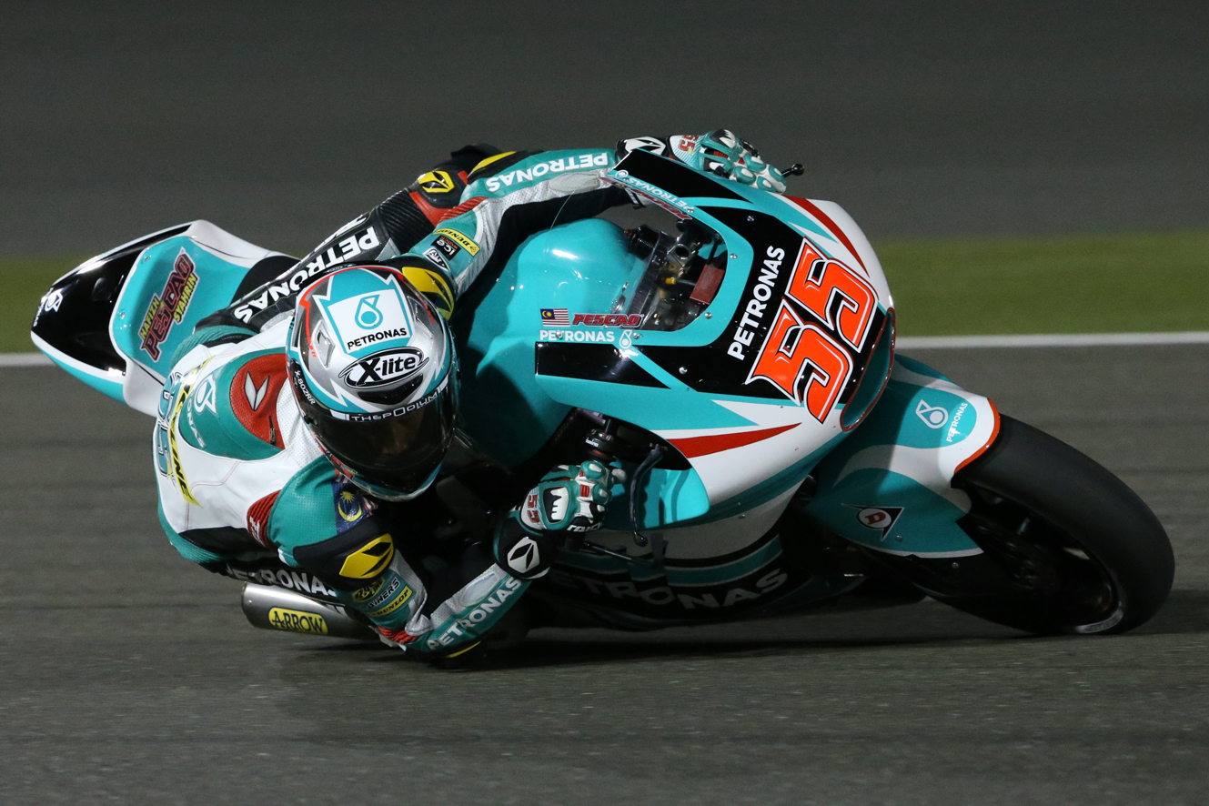 Hafizh Syahrin During The Moto2 Race In Qatarr