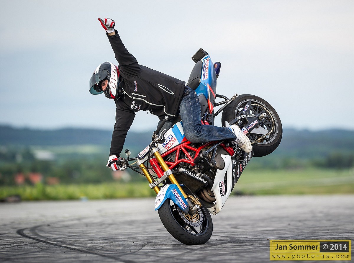 Stunt Riders Use The Front Brake For Spectacular Stoppie